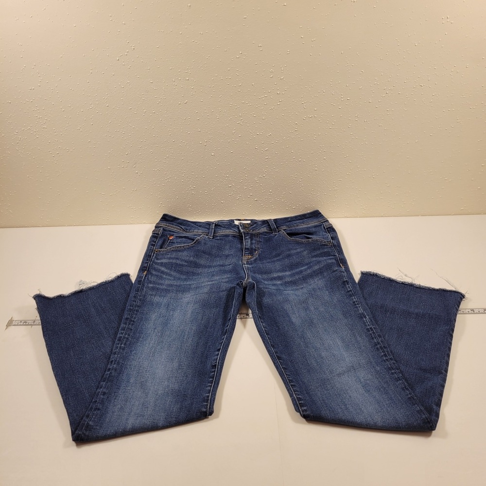Hudson Beth Baby Boot Jeans Womens 29 Blue Excellent Raw Hem Flap Pockets